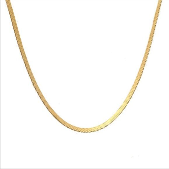 18” NEW GOLD HERRINGBONE SNAKE LINK CHAIN NECKLACE, NICE NECKLACE, CUTE NECKLACE - Picture 6 of 7